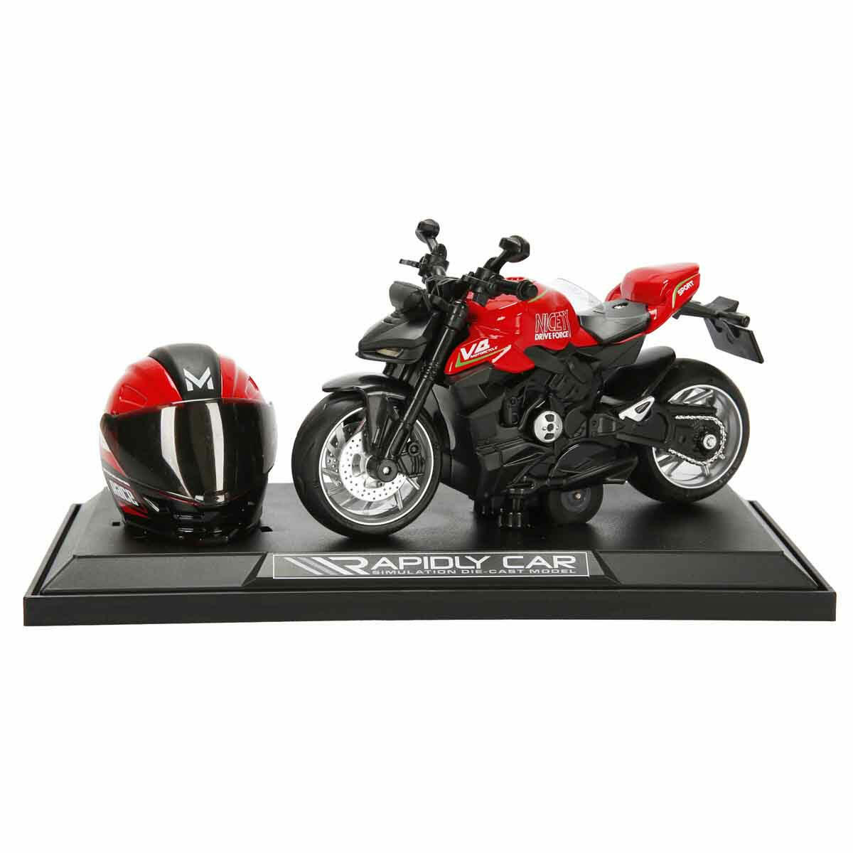 1:12 Ducati Street Fighter Die-Cast Motosiklet ve Tamir Atölyesi Seti | Sesli ve Işıklı Yarışçı Figürlü Model | Çek-Bırak Mekanizmalı Metal Koleksiyon Seti