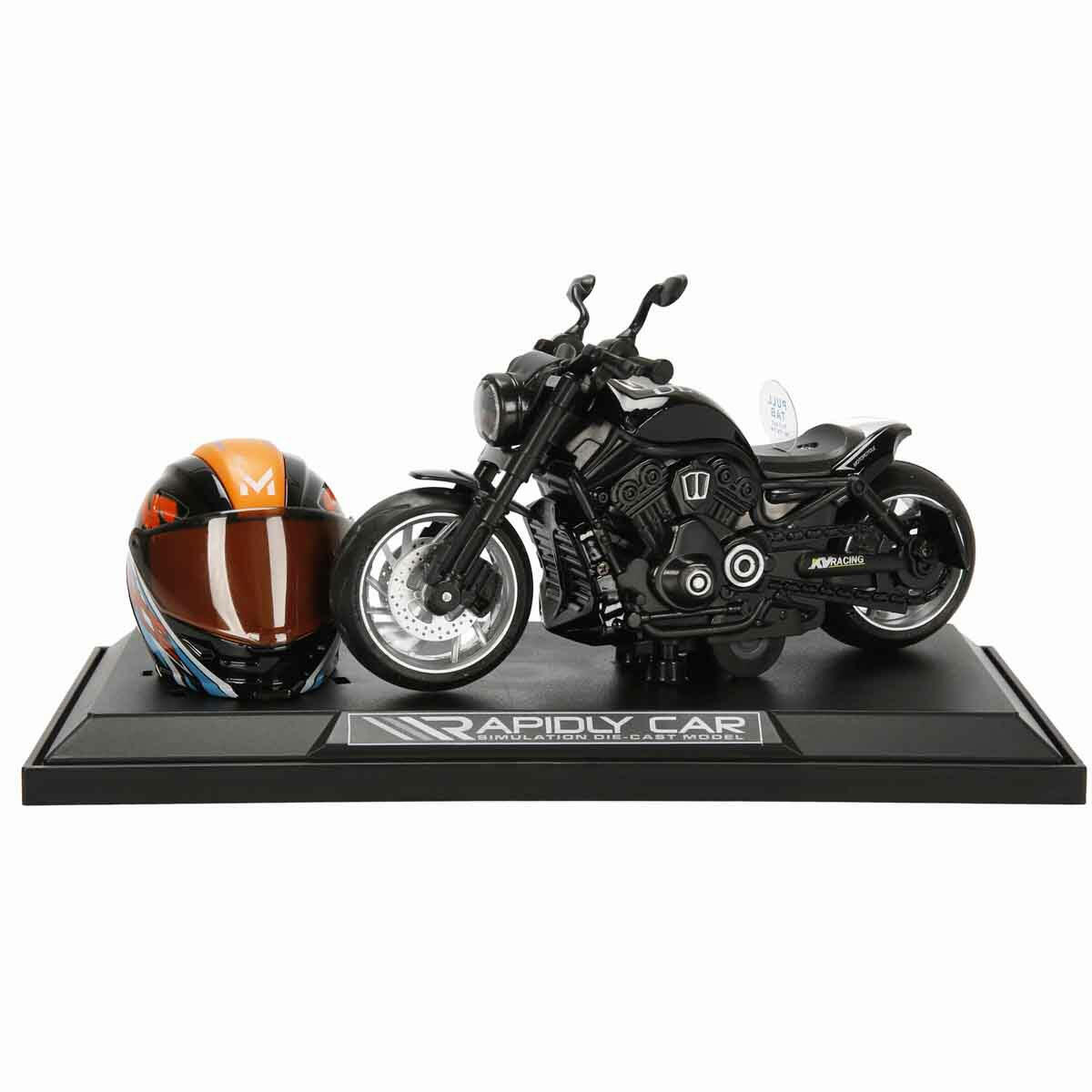 1:12 Harley Wolverine Die-Cast Motosiklet ve Tamir Atölyesi Seti | Sesli ve Işıklı Eklemli Figürlü Model | Çek-Bırak Mekanizmalı Metal Koleksiyon Aracı
