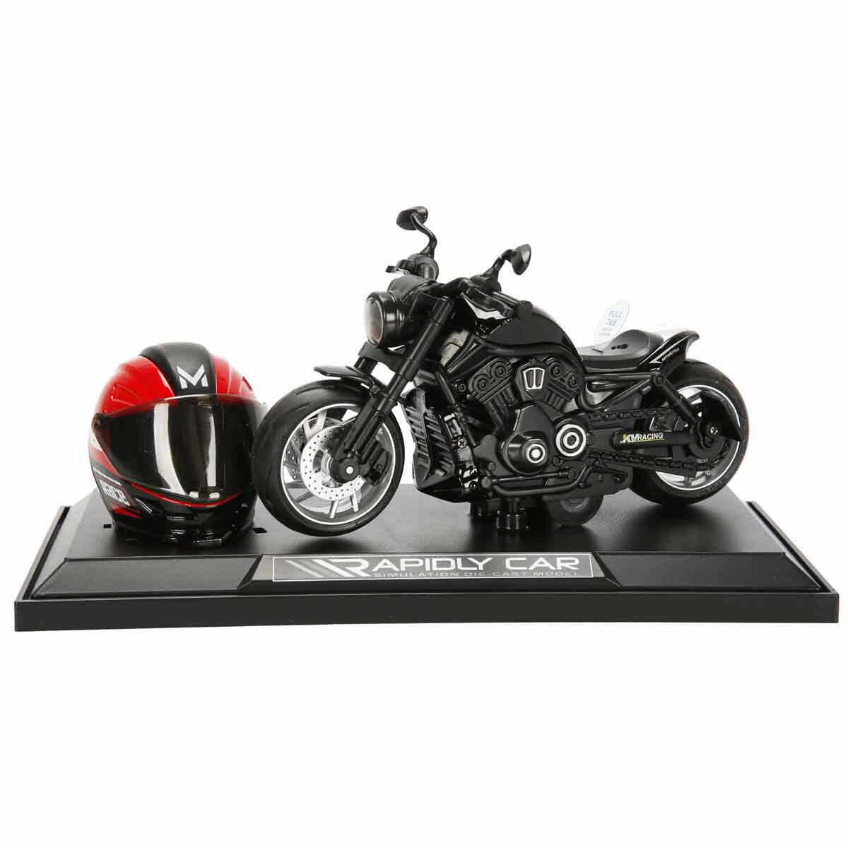 1:12 Harley Wolverine Die-Cast Motosiklet ve Tamir Atölyesi Seti | Sesli ve Işıklı Eklemli Figürlü Model | Çek-Bırak Mekanizmalı Metal Koleksiyon Aracı