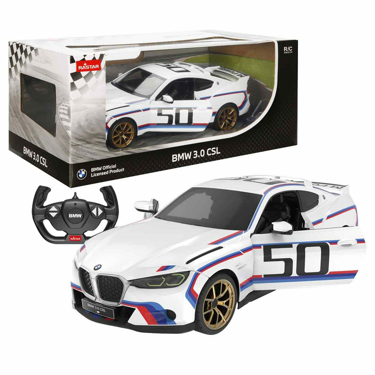 1:14 BMW 3.0 CSL Işıklı Uzaktan Kumandalı Araba | Lisanslı RC Yarış Arabası | Açılır Kapılı Metalik Görünümlü Model