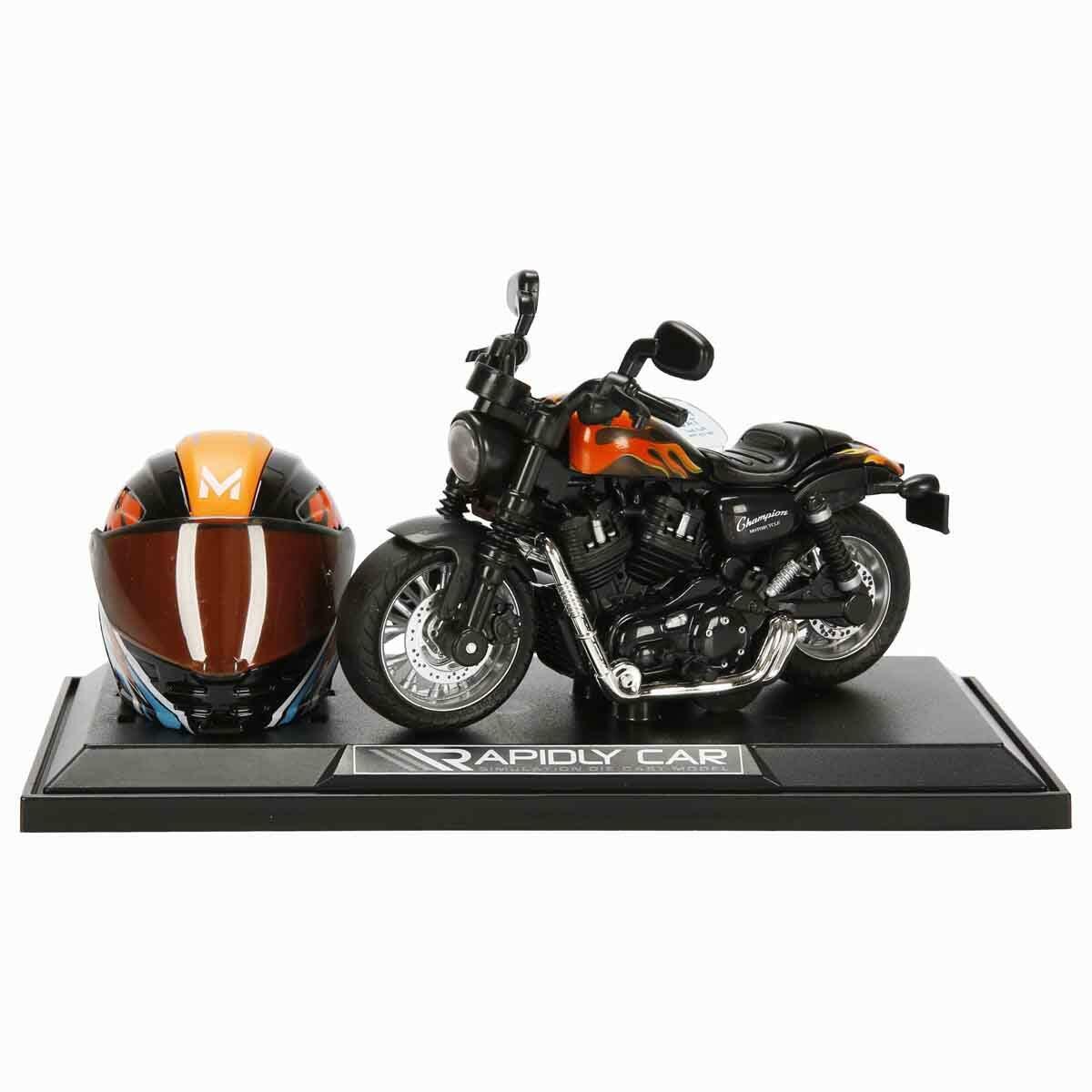 1:14 Harley Die-Cast Motosiklet | Sesli Ve Işıklı Çek Bırak Model | Figürlü Ve Kasklı Koleksiyon Serisi