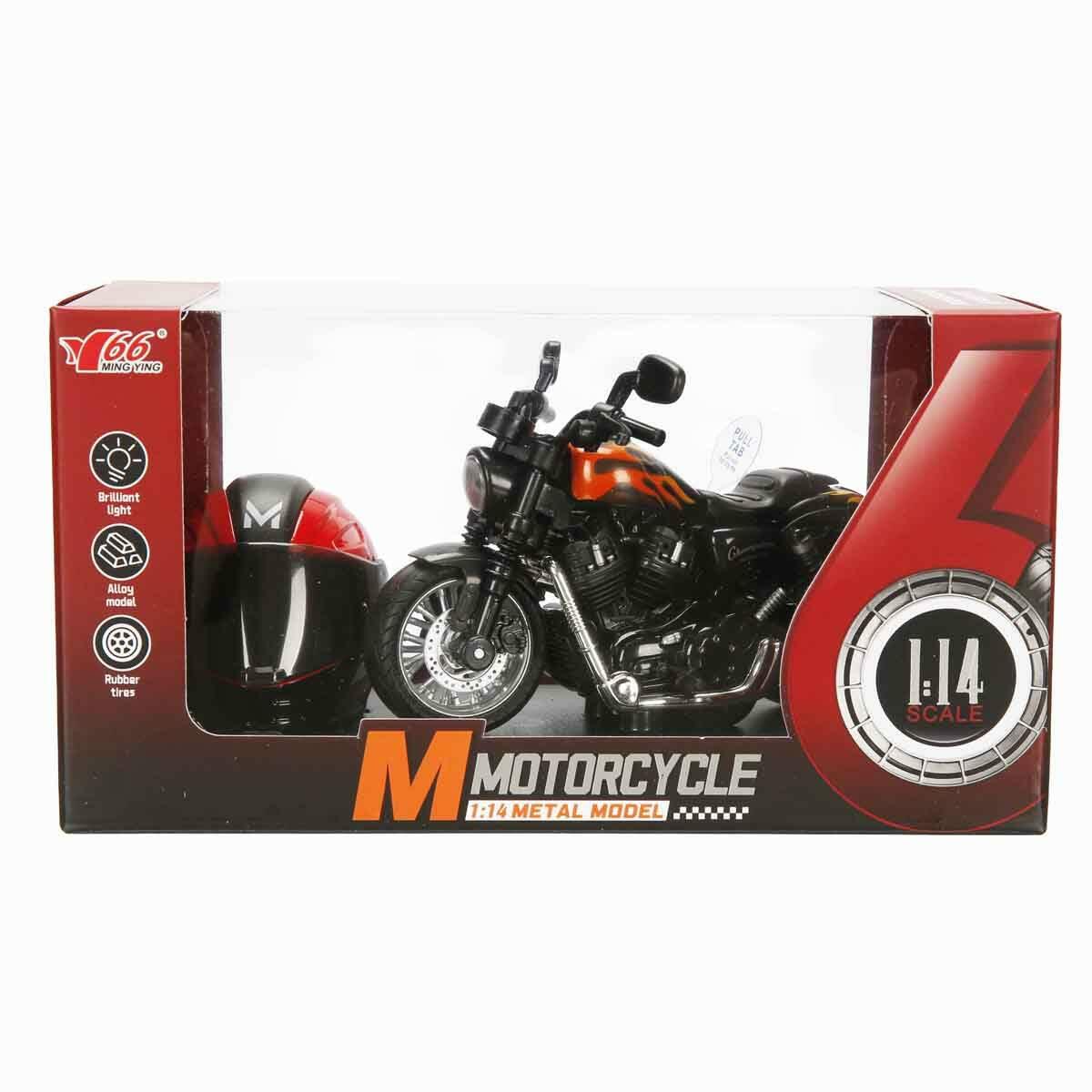 1:14 Harley Die-Cast Motosiklet | Sesli Ve Işıklı Çek Bırak Model | Figürlü Ve Kasklı Koleksiyon Serisi