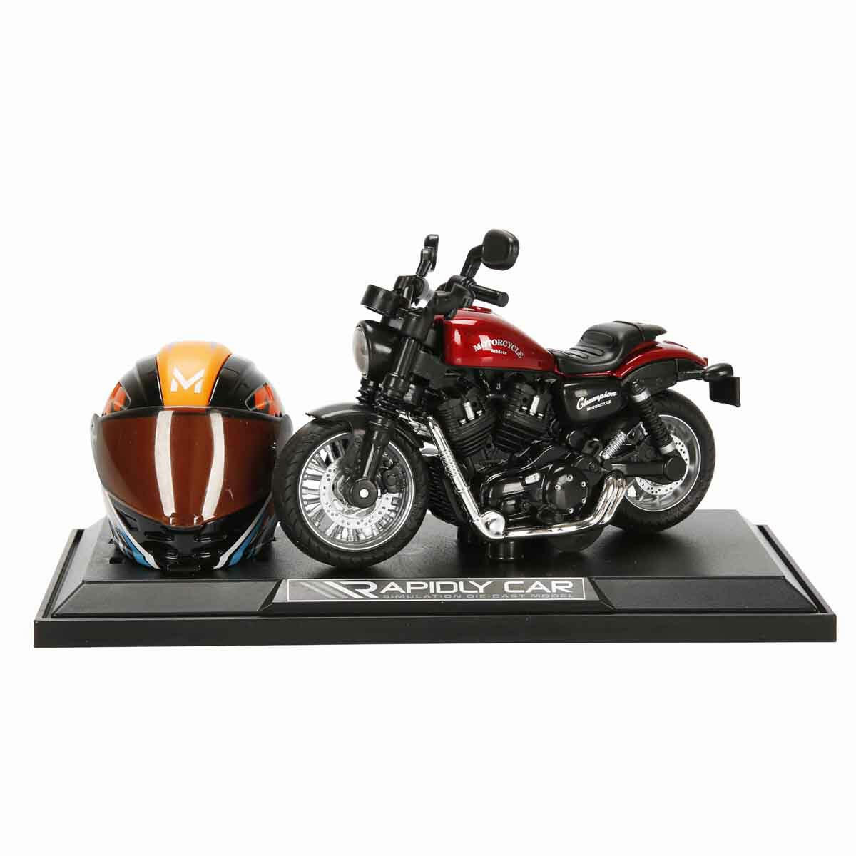 1:14 Sesli ve Işıklı Harley Die Cast Motosiklet | Kasklı Yarışçı Figürlü ve Stantlı Çek Bırak Model | Alev Desenli ve Özel Renkli Seri