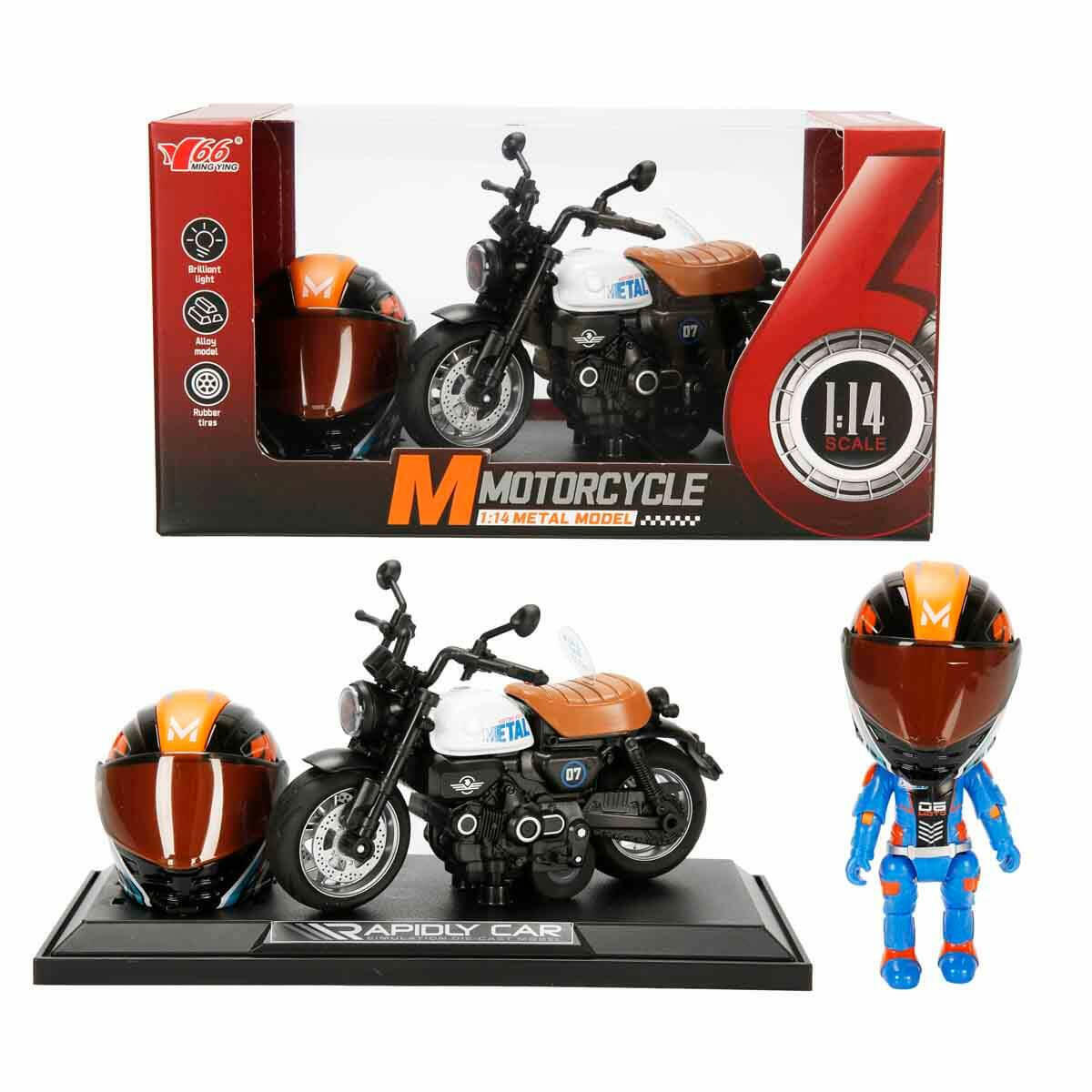 1:14 Sesli ve Işıklı Honda Monkey Die Cast Motosiklet | Kask Aksesuarlı ve Stantlı Çek Bırak Model | Retro Tasarım Japon Motosiklet Koleksiyonu