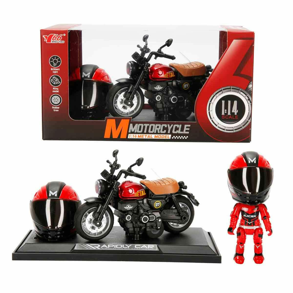 1:14 Sesli ve Işıklı Honda Monkey Die Cast Motosiklet | Kask Aksesuarlı ve Stantlı Çek Bırak Model | Retro Tasarım Japon Motosiklet Koleksiyonu
