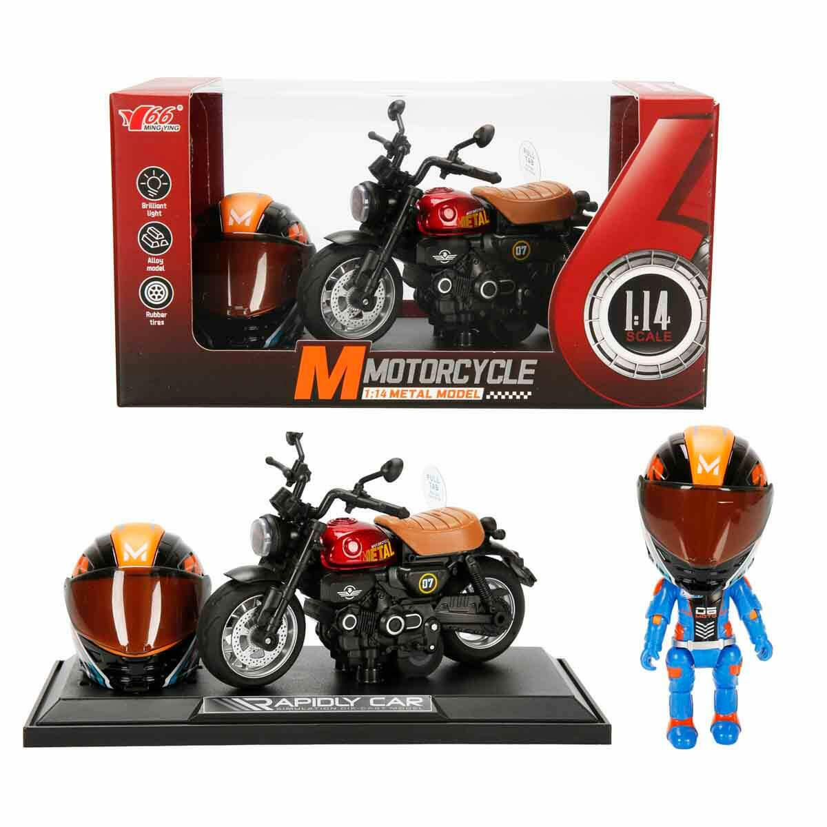 1:14 Sesli ve Işıklı Honda Monkey Die Cast Motosiklet | Kask Aksesuarlı ve Stantlı Çek Bırak Model | Retro Tasarım Japon Motosiklet Koleksiyonu