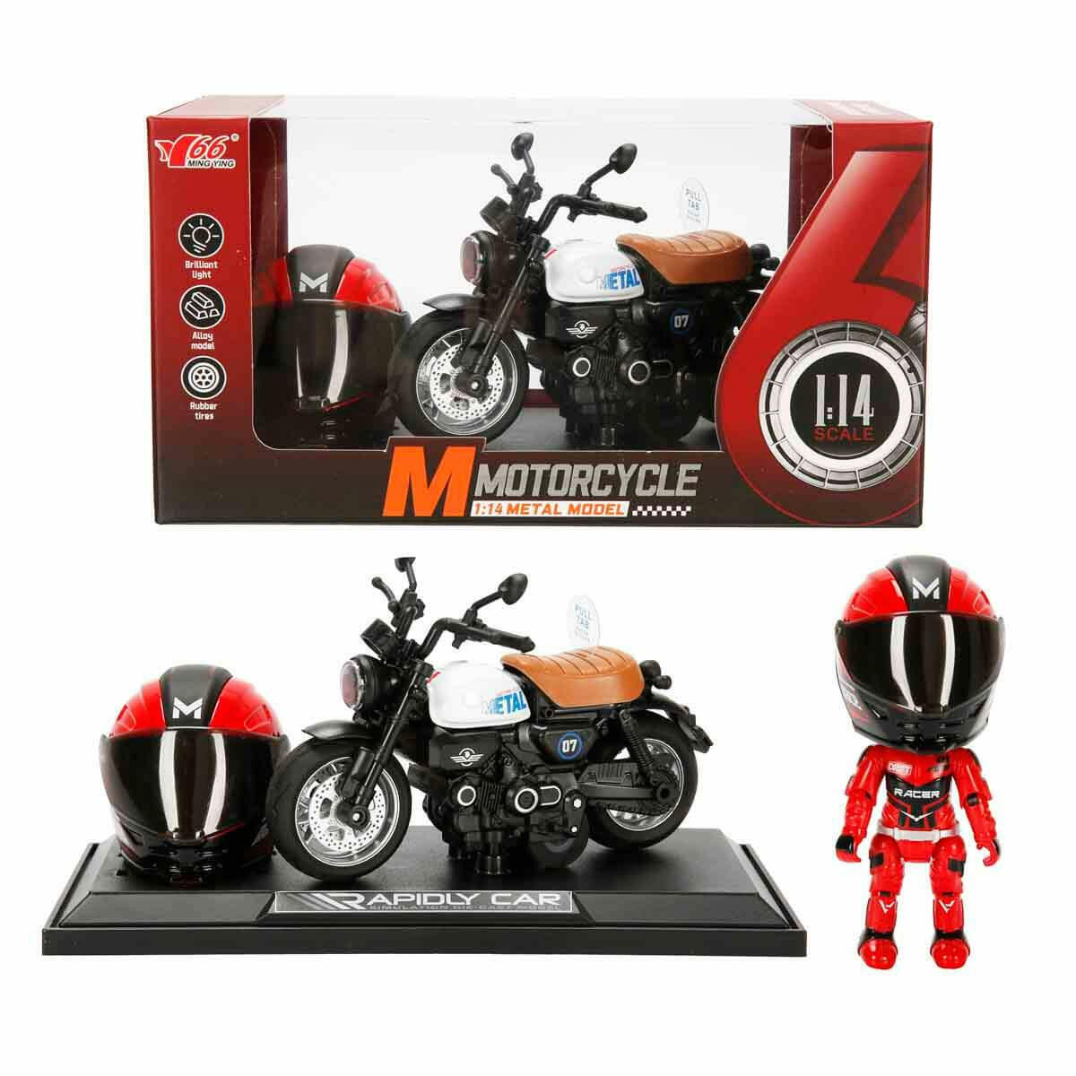 1:14 Sesli ve Işıklı Honda Monkey Die Cast Motosiklet | Kask Aksesuarlı ve Stantlı Çek Bırak Model | Retro Tasarım Japon Motosiklet Koleksiyonu