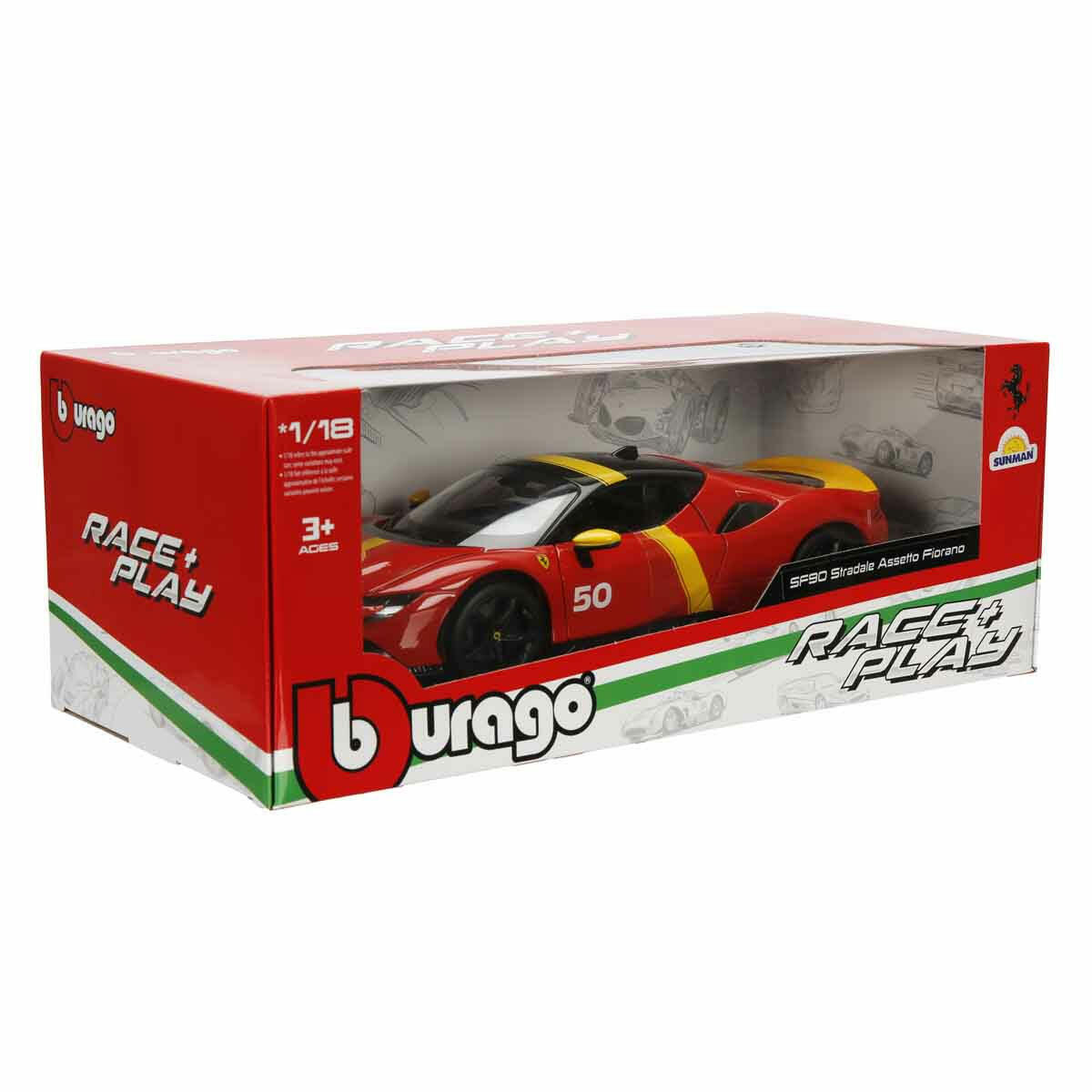 1:18 Ferrari SF90 Stradale Assetto Fiorano Model Araba | Lisanslı Diecast Koleksiyon Aracı | Açılabilir Kapı ve Kaput Detaylı Dev Model