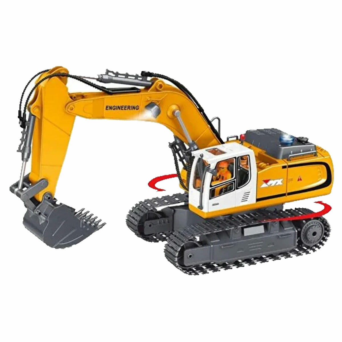 1:18 Uzaktan Kumandalı 11 Kanal Duman Çıkaran Ekskavatör | USB Şarjlı Işıklı RC Kepçe | Gerçekçi İnşaat Makinesi Oyuncak