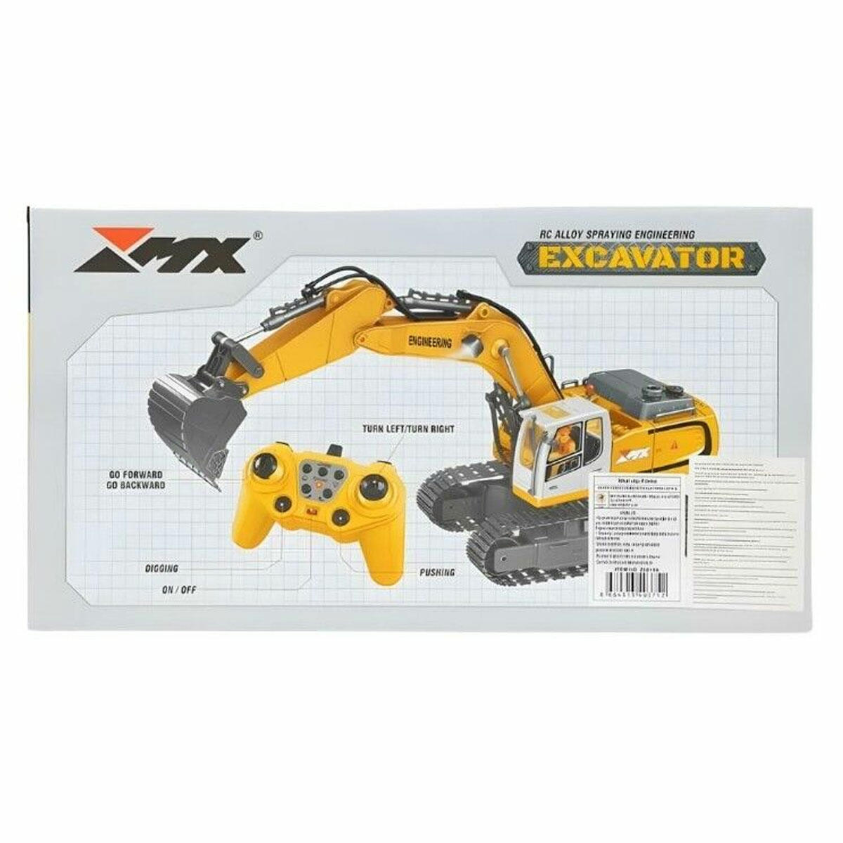 1:18 Uzaktan Kumandalı 11 Kanal Duman Çıkaran Ekskavatör | USB Şarjlı Işıklı RC Kepçe | Gerçekçi İnşaat Makinesi Oyuncak