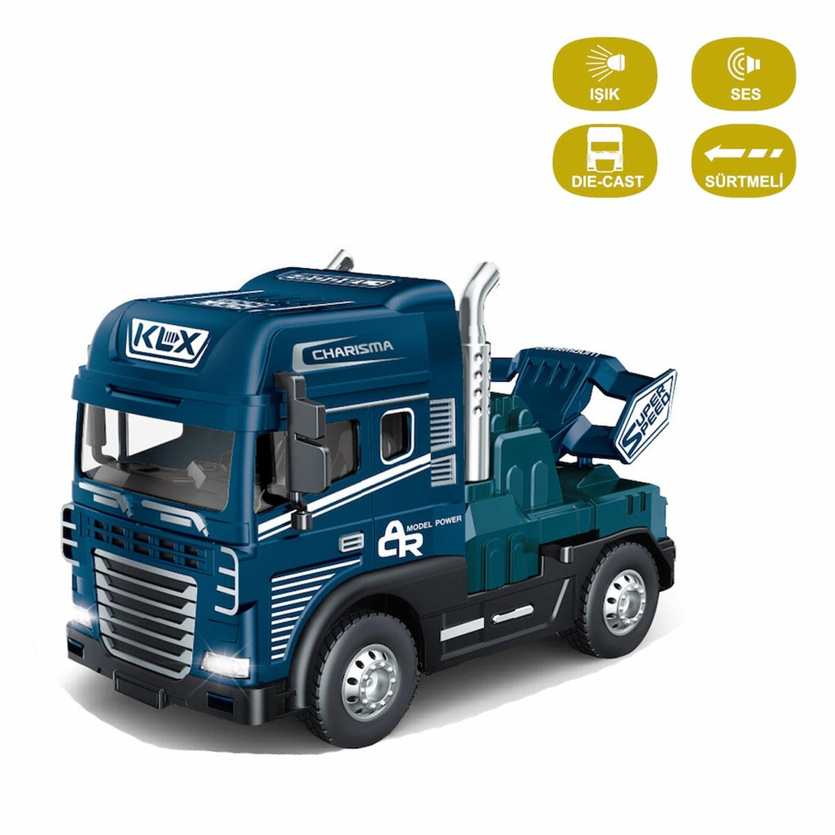 1:24 Ölçek Sesli ve Işıklı Die-Cast Tır Kafası | Sürtmeli Metal Çekici | Koleksiyonluk ve Fonksiyonel Oyuncak Tır