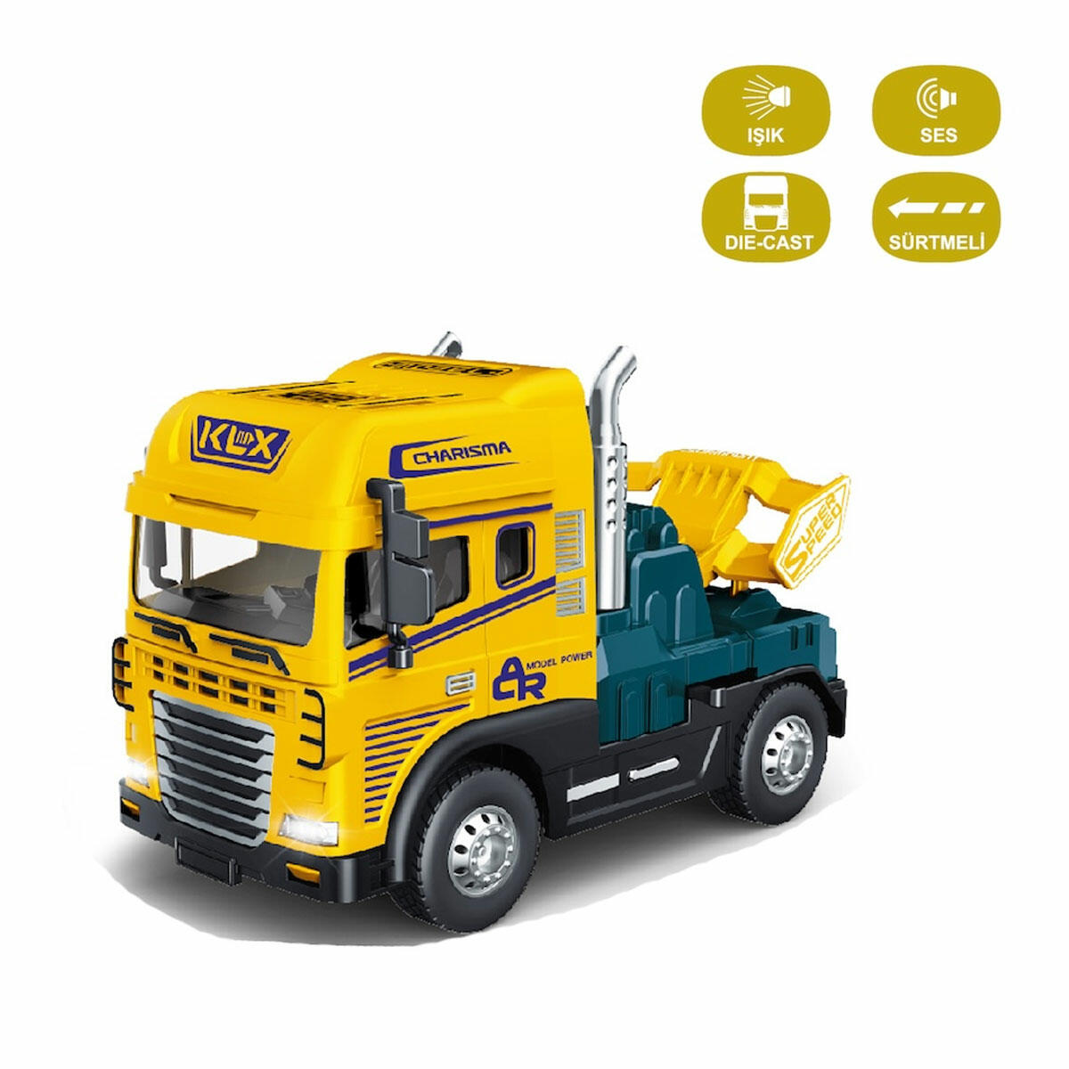 1:24 Ölçek Sesli ve Işıklı Die-Cast Tır Kafası | Sürtmeli Metal Çekici | Koleksiyonluk ve Fonksiyonel Oyuncak Tır