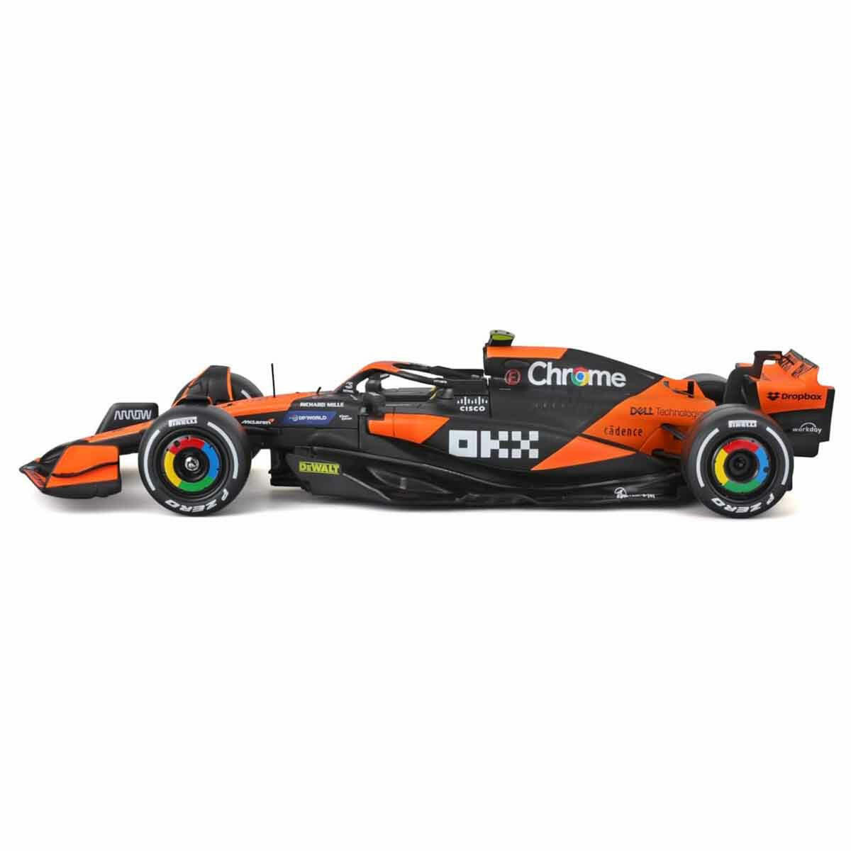 1:24 McLaren MCL38 Miami Grand Prix 2024 Figürlü Formula 1 Yarış Arabası | Lando Norris ve Oscar Piastri Özel Seri Die-Cast Model