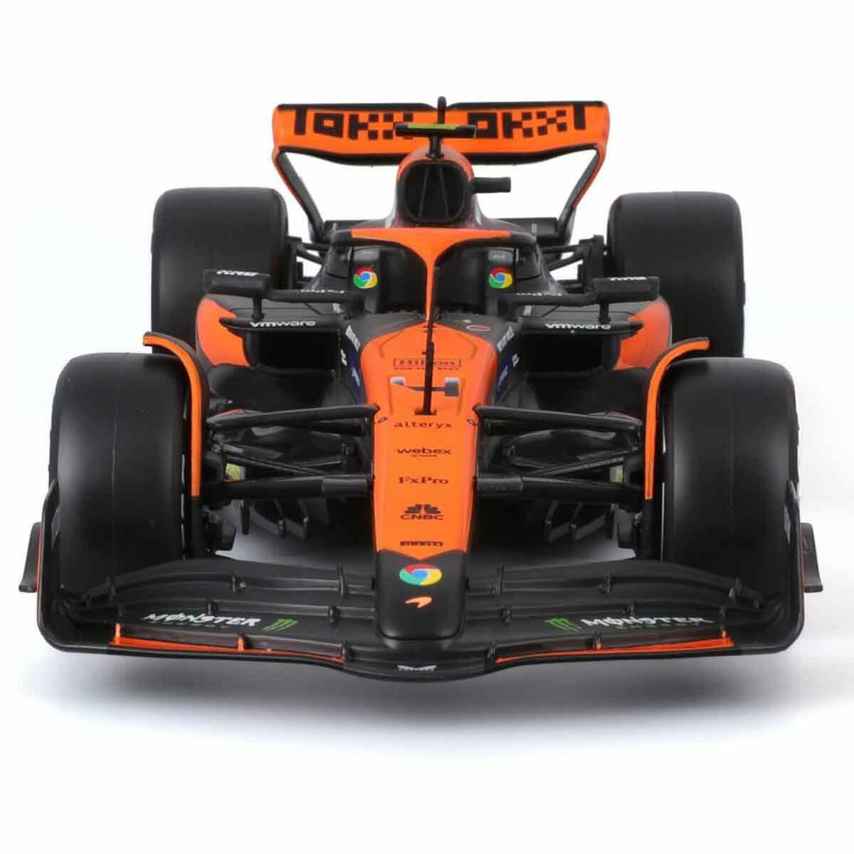 1:24 McLaren MCL38 Miami Grand Prix 2024 Figürlü Formula 1 Yarış Arabası | Lando Norris ve Oscar Piastri Özel Seri Die-Cast Model