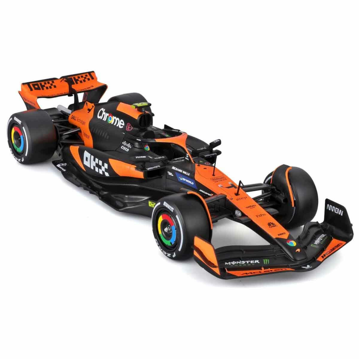 1:24 McLaren MCL38 Miami Grand Prix 2024 Figürlü Formula 1 Yarış Arabası | Lando Norris ve Oscar Piastri Özel Seri Die-Cast Model
