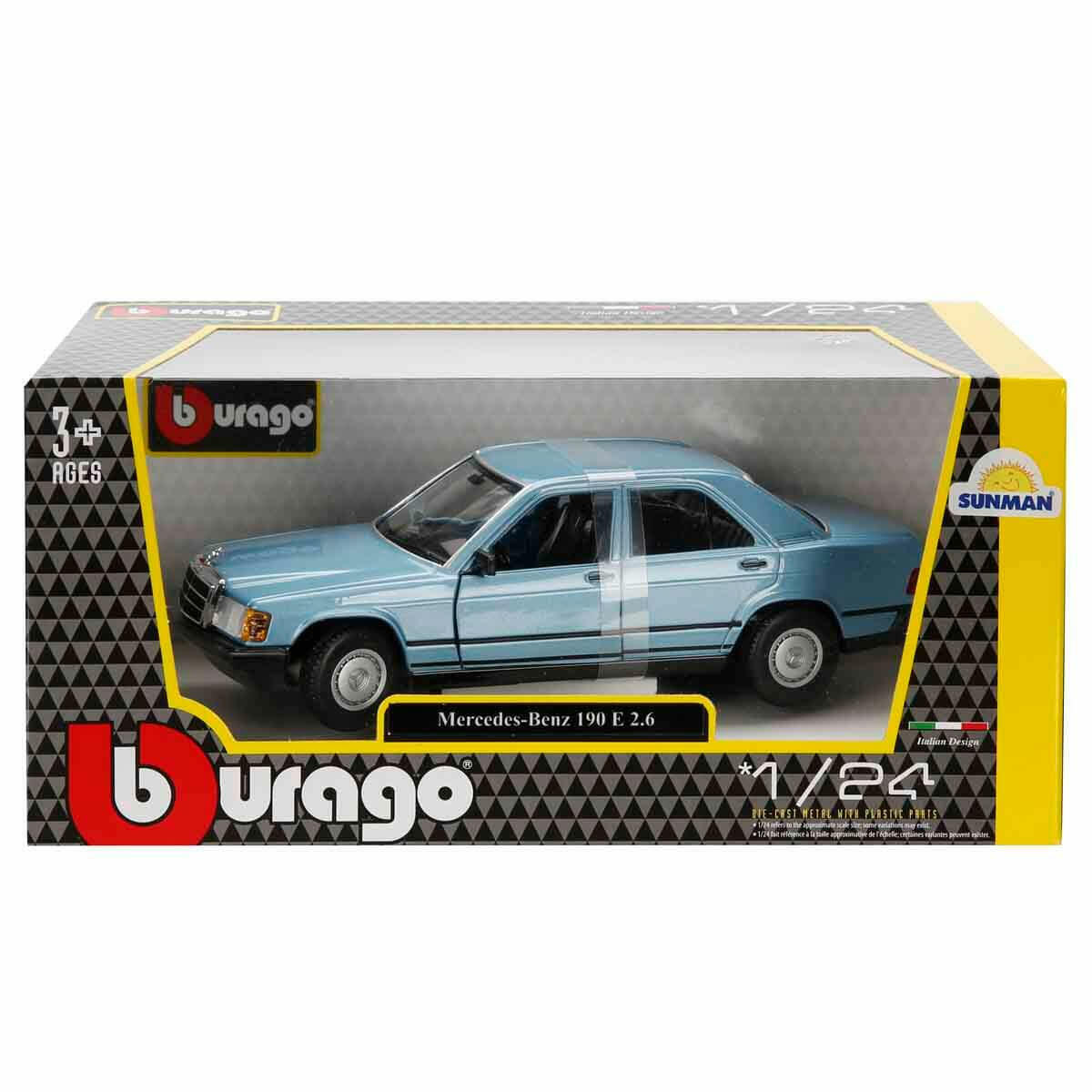 1:24 Mercedes-Benz 190 E 2.6 Model Araba | Die-cast Metal Gövde, Açılabilir Kapılı Klasik Koleksiyon Aracı (17 cm)