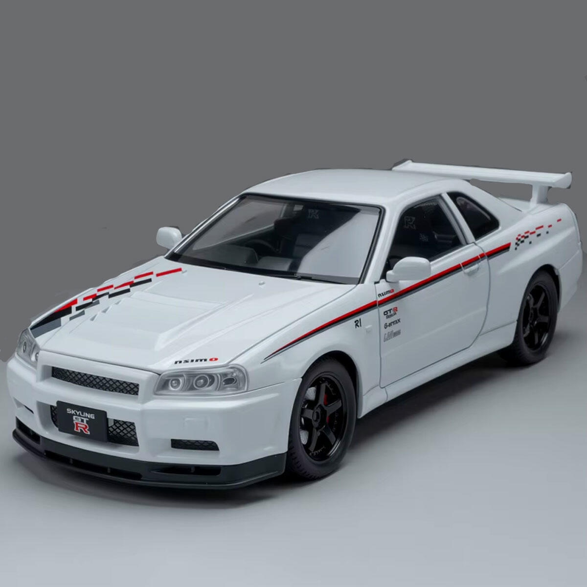 1:24 Nissan Skyline GT-R R34 Nismo Edition Diecast Model Araba | Metal Gövde Sesli ve Işıklı | Koleksiyonluk Çek-Bırak Performans Serisi