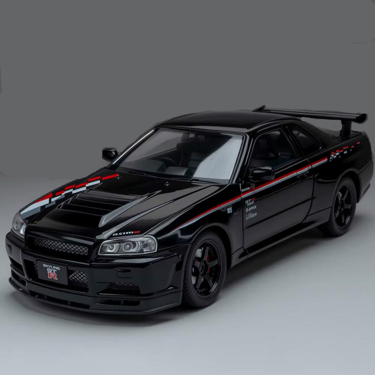 1:24 Nissan Skyline GT-R R34 Nismo Edition Diecast Model Araba | Metal Gövde Sesli ve Işıklı | Koleksiyonluk Çek-Bırak Performans Serisi