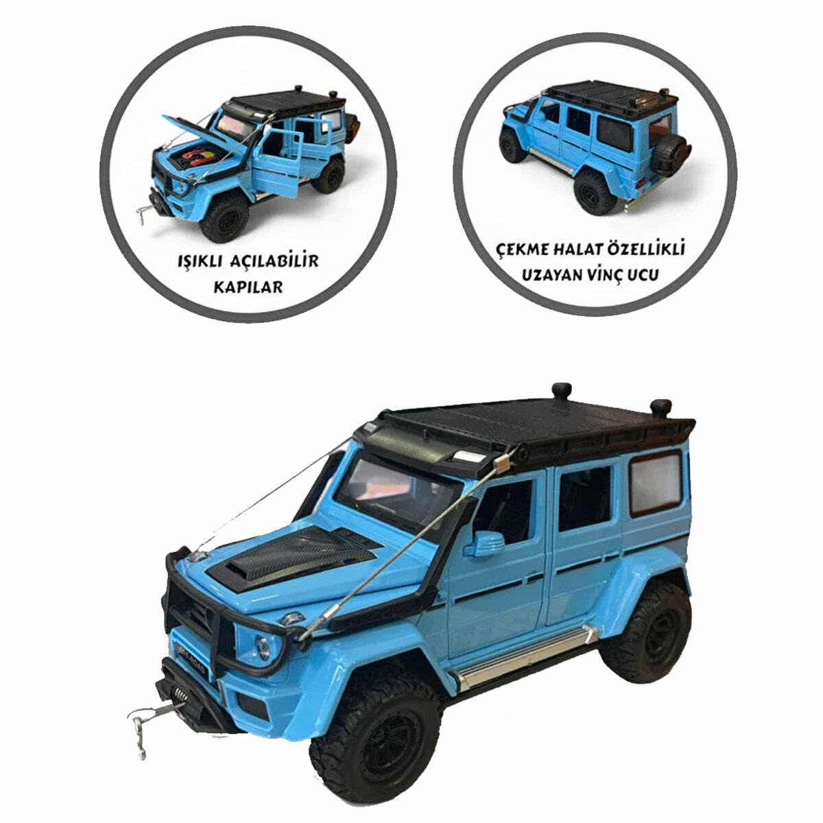 Mercedes-Benz G-Class 1:24 Metal Off-Road Araba | 23 cm Sesli Ve Işıklı G-Wagon | Çek-Bırak Lüks Arazi Modeli
