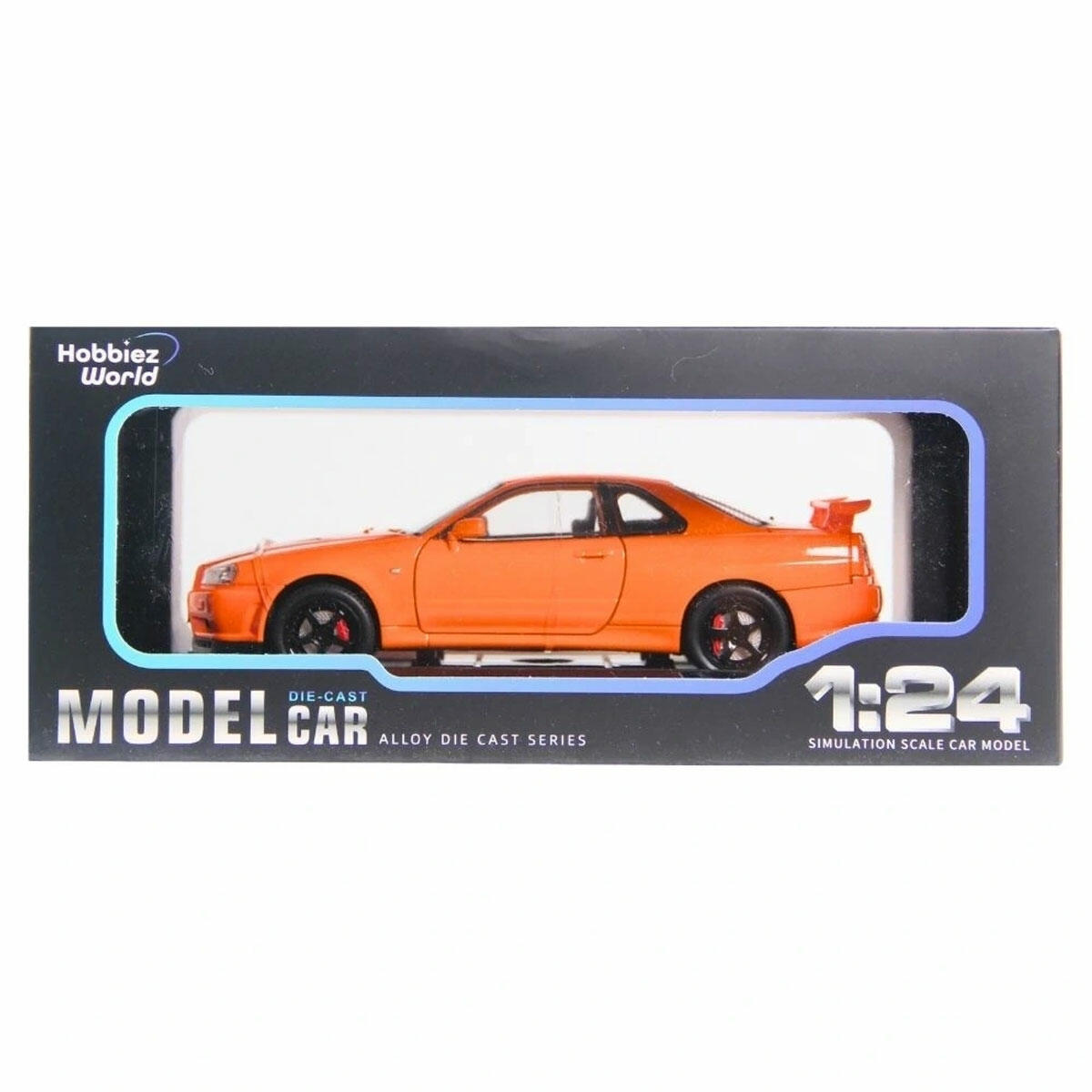 1:24 R34 Turuncu Model Araba | Die-Cast Metal Koleksiyon Aracı | Detaylı İç Tasarım ve Açılabilir Kapılı Nissan Skyline Modeli