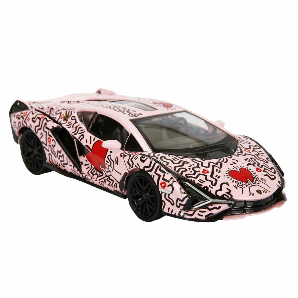 1:32 RMZ Hobby Keith Haring Serisi Model Araba | Sesli ve Işıklı Die-Cast Koleksiyon Aracı | Lisanslı Lamborghini ve McLaren Sanat Serisi