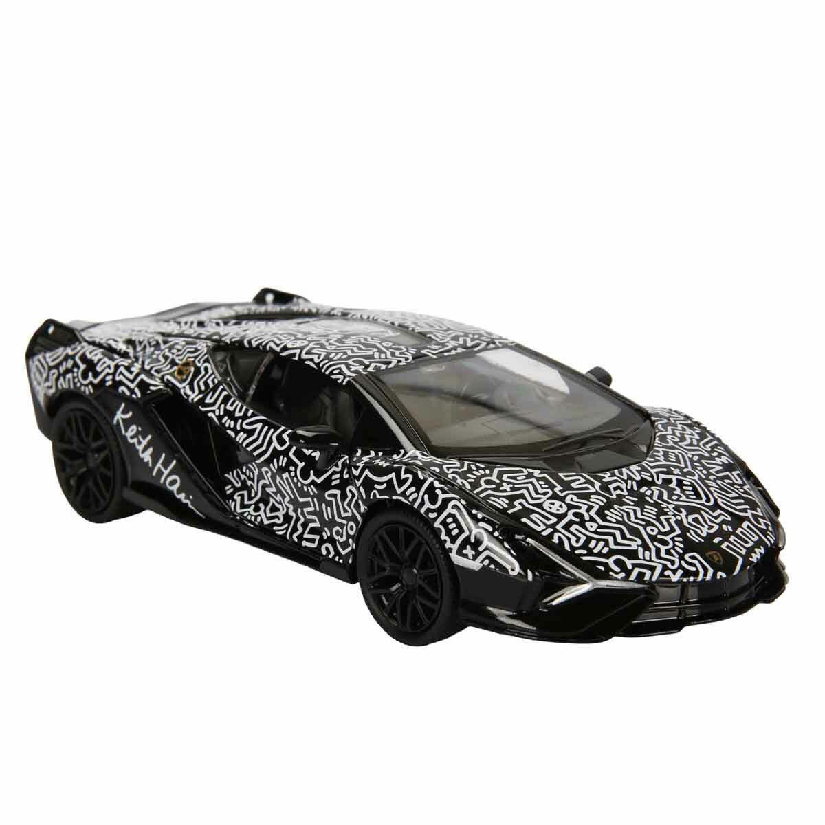 1:32 RMZ Hobby Keith Haring Serisi Model Araba | Sesli ve Işıklı Die-Cast Koleksiyon Aracı | Lisanslı Lamborghini ve McLaren Sanat Serisi