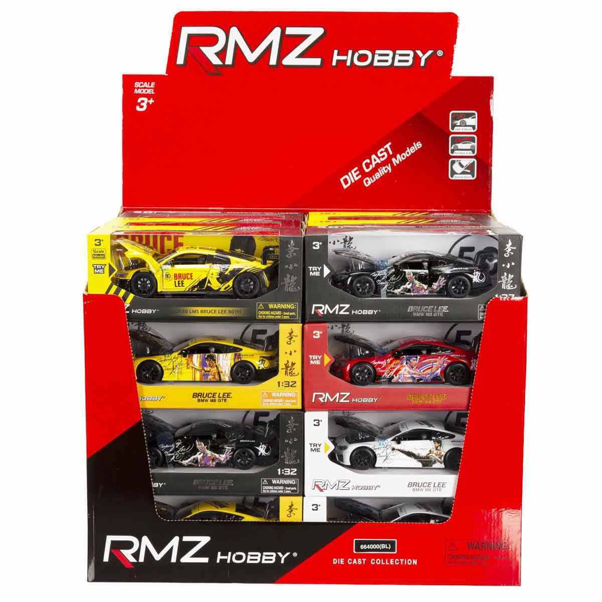 1:32 Sesli ve Işıklı RMZ Hobby Bruce Lee Serisi Die Cast Model Araba | Efsanevi Ejder Tasarımlı Lisanslı Koleksiyon Araçları | BMW M8 GTE ve Audi R8 LMS Özel Seri