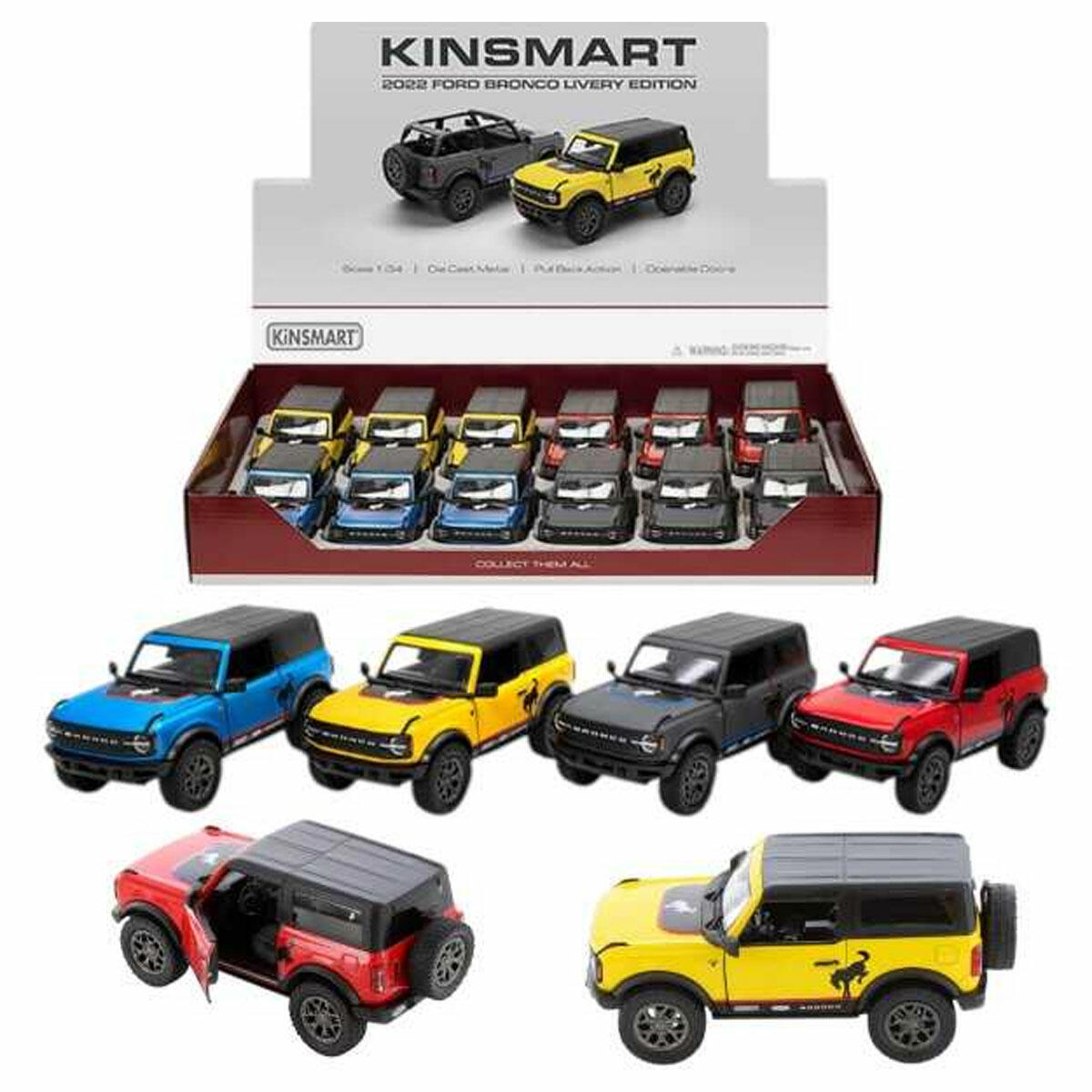 1:34 Kinsmart 2022 Ford Bronco Livery Edition (Hard Top) | Metal Çek Bırak Model Araba | Açılır Kapı ve Bagajlı Koleksiyonluk SUV