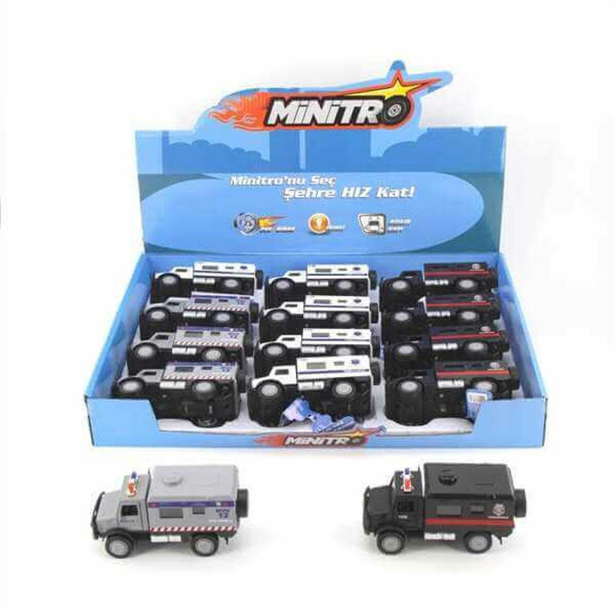 1:36 Metal Çekbırak Işıklı Panzer Kamyon | Ön Farları Yanan, Kapıları Açılabilir ve Lastik Tekerlekli Dayanıklı Zırhlı Araç