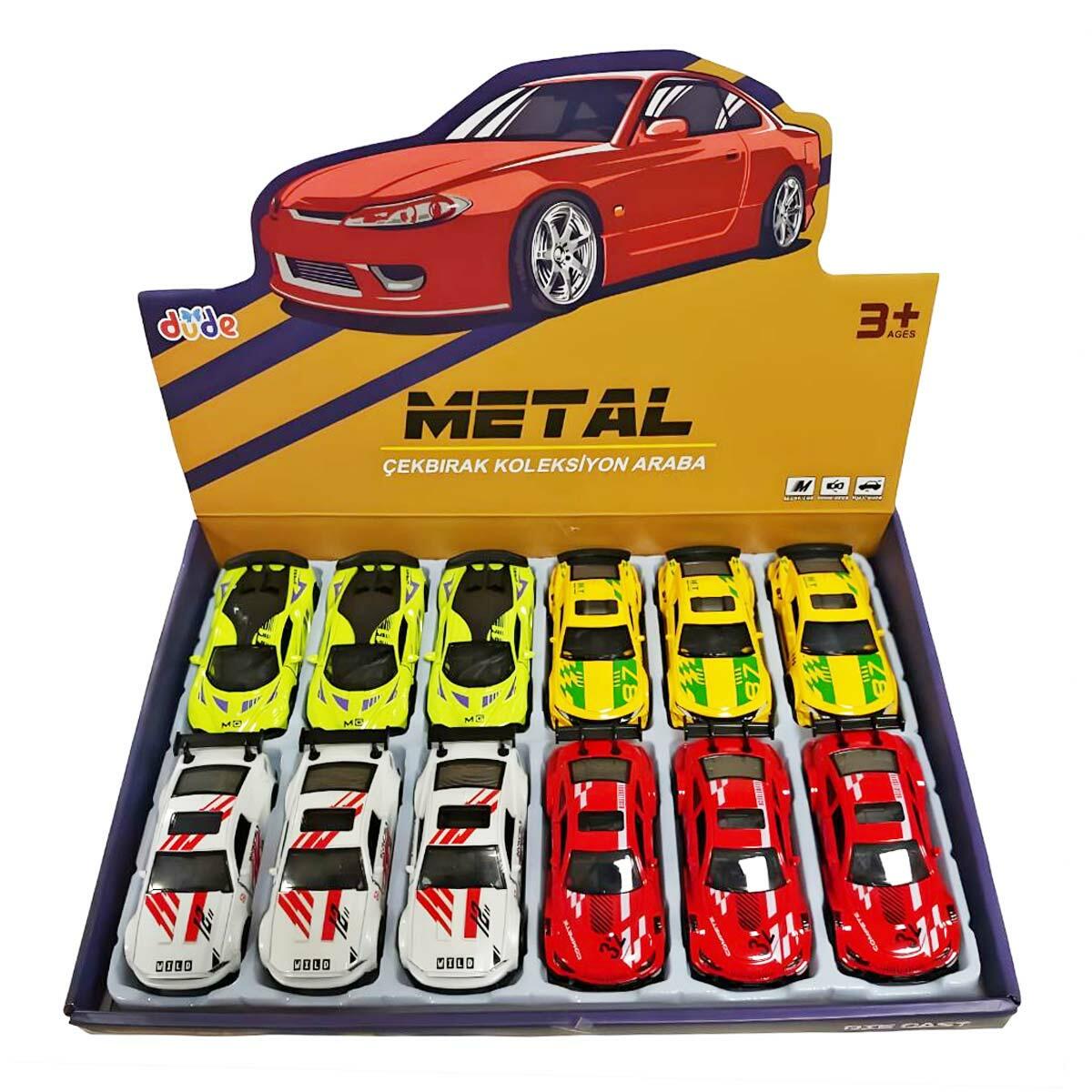 1:43 Çek Bırak Metal Araba Display | 10.5 Cm Açılır Kapılı Model Araba