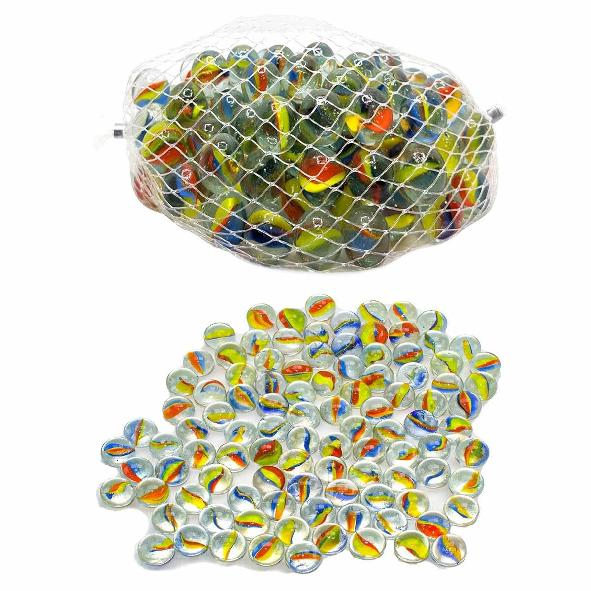 100 Adet Orta Boy Rengarenk Karışık Renk Misket Seti | Geleneksel Cam Misket Oyunu | Eğitici ve Eğlenceli 100'lü Paket