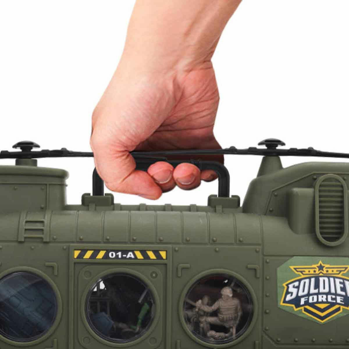 100 Parça Helikopter Askeri Oyun Seti | 35 cm Büyük Taşıma Helikopteri ve 80 Mini Askerli Ordu Seti | Tank, Jet ve Aksesuarlı Dev Strateji Seti