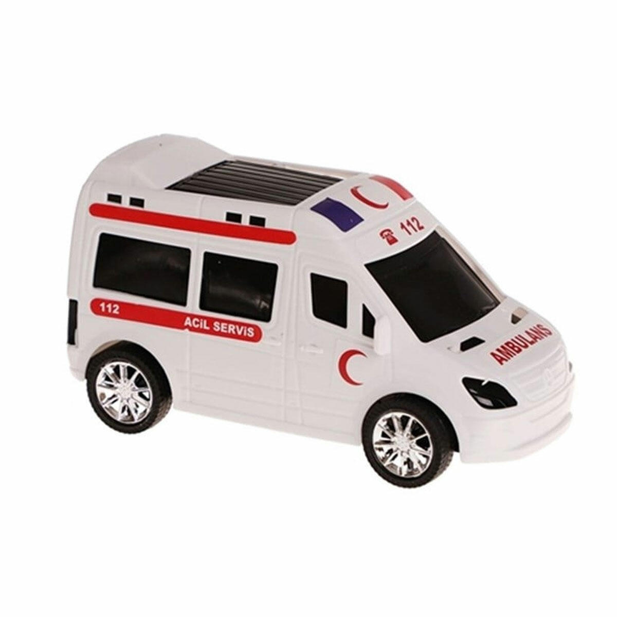 112 Sürtmeli Ambulans İlk Yardım Aracı | 21,5 cm Detaylı Oyuncak Ambulans | Eğitici ve Dayanıklı Acil Müdahale Aracı