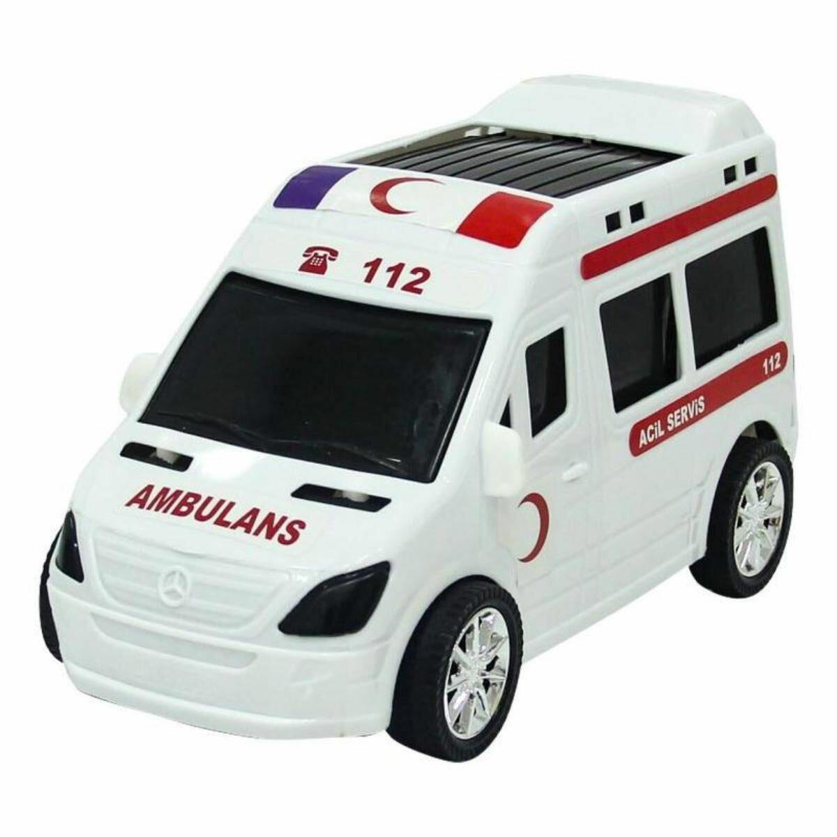 112 Sürtmeli Ambulans İlk Yardım Aracı | 21,5 cm Detaylı Oyuncak Ambulans | Eğitici ve Dayanıklı Acil Müdahale Aracı