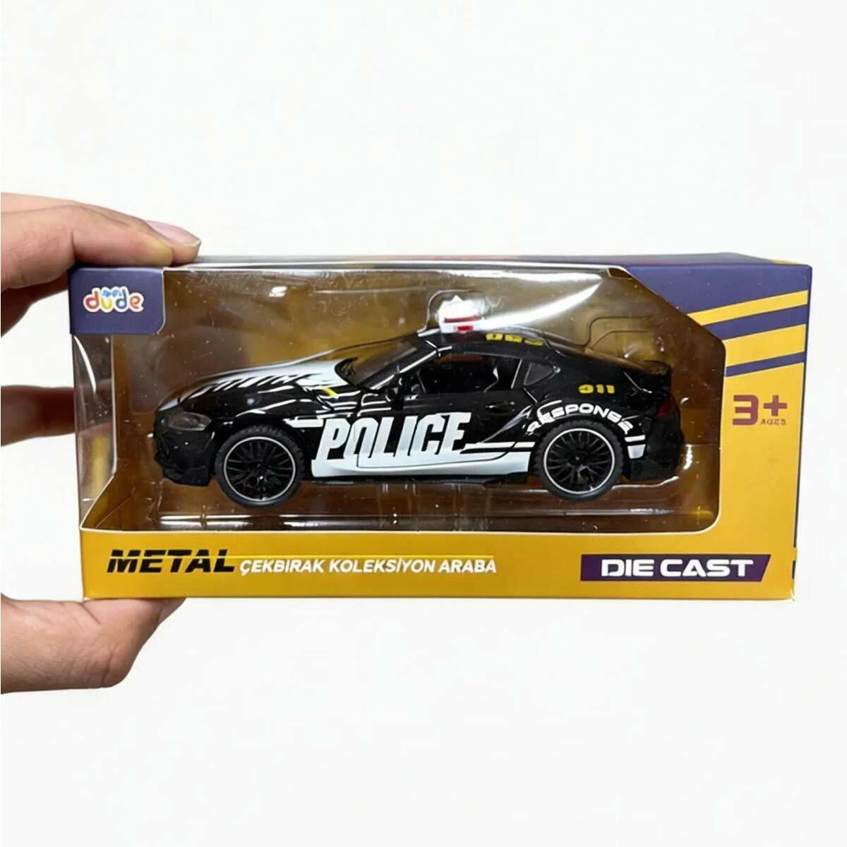 15 cm Metal Çek Bırak Polis Arabası | Açılır Kapılı Emniyet Aracı | Feyza Oyuncak Tekli Kutu Serisi