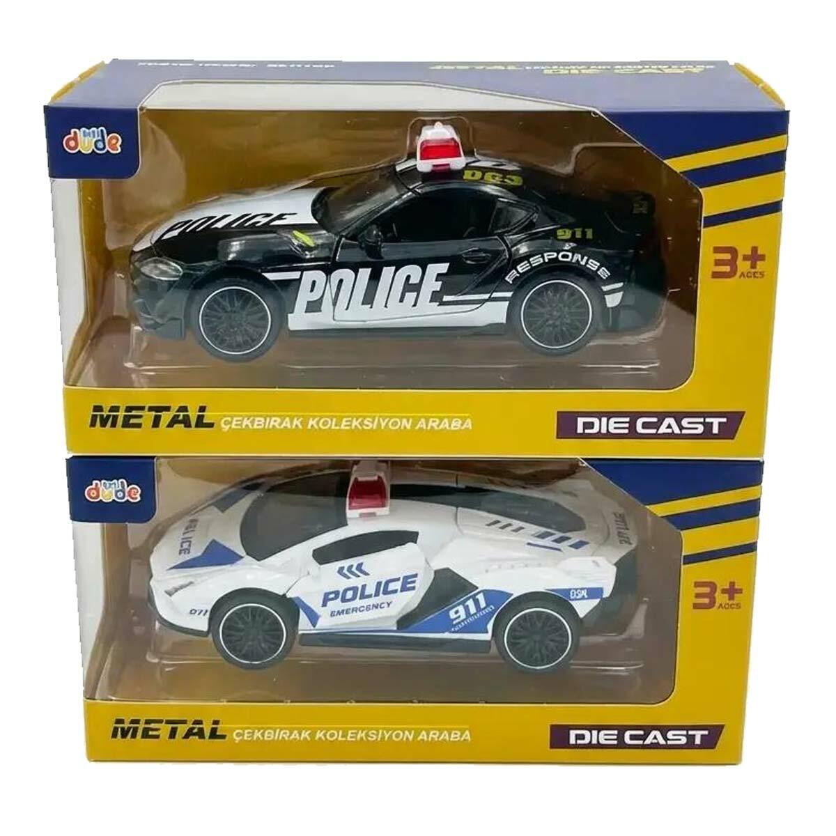 15 cm Metal Çek Bırak Polis Arabası | Açılır Kapılı Emniyet Aracı | Feyza Oyuncak Tekli Kutu Serisi