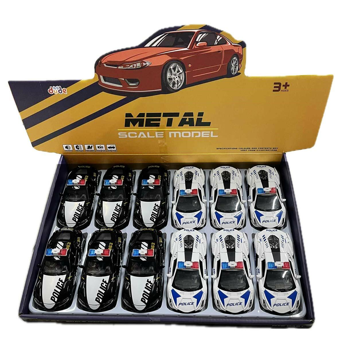 15 CM Sesli Işıklı Metal Çek Bırak Polis Arabası | Açılır Kapılı Emniyet Aracı | İnteraktif Model Devriye