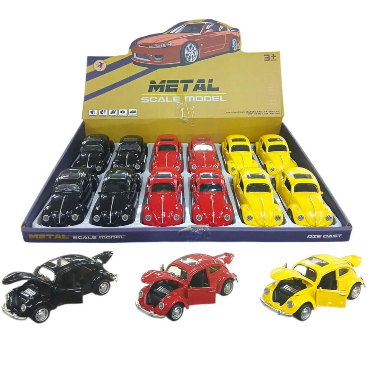 15 CM Volkswagen Beetle Metal Çek Bırak | Sesli Işıklı Klasik Vosvos | Feyza Oyuncak Koleksiyon Serisi