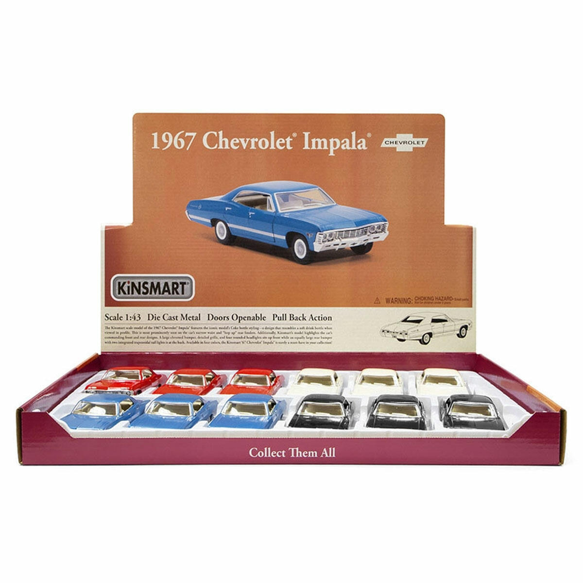 1967 Chevrolet Impala Çek Bırak Model Araba | Açılabilir Kapılı, 13 cm Boyutunda Metal Die-Cast Klasik Yarış Arabası