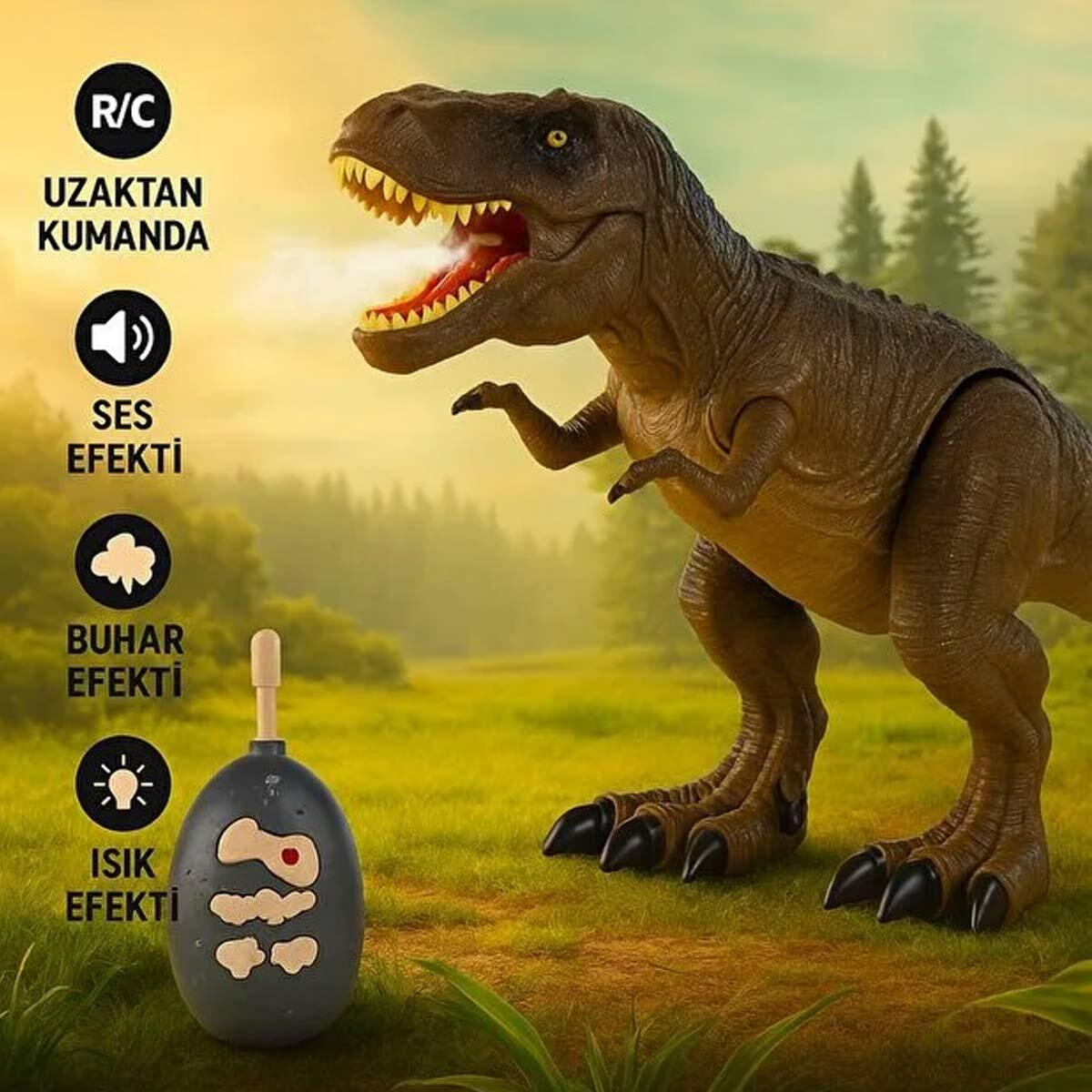 2.4G Uzaktan Kumandalı T-Rex Dinozor 34 CM | Buhar Efektli Ve Sesli Figür | Feyza Oyuncak Jura Serisi