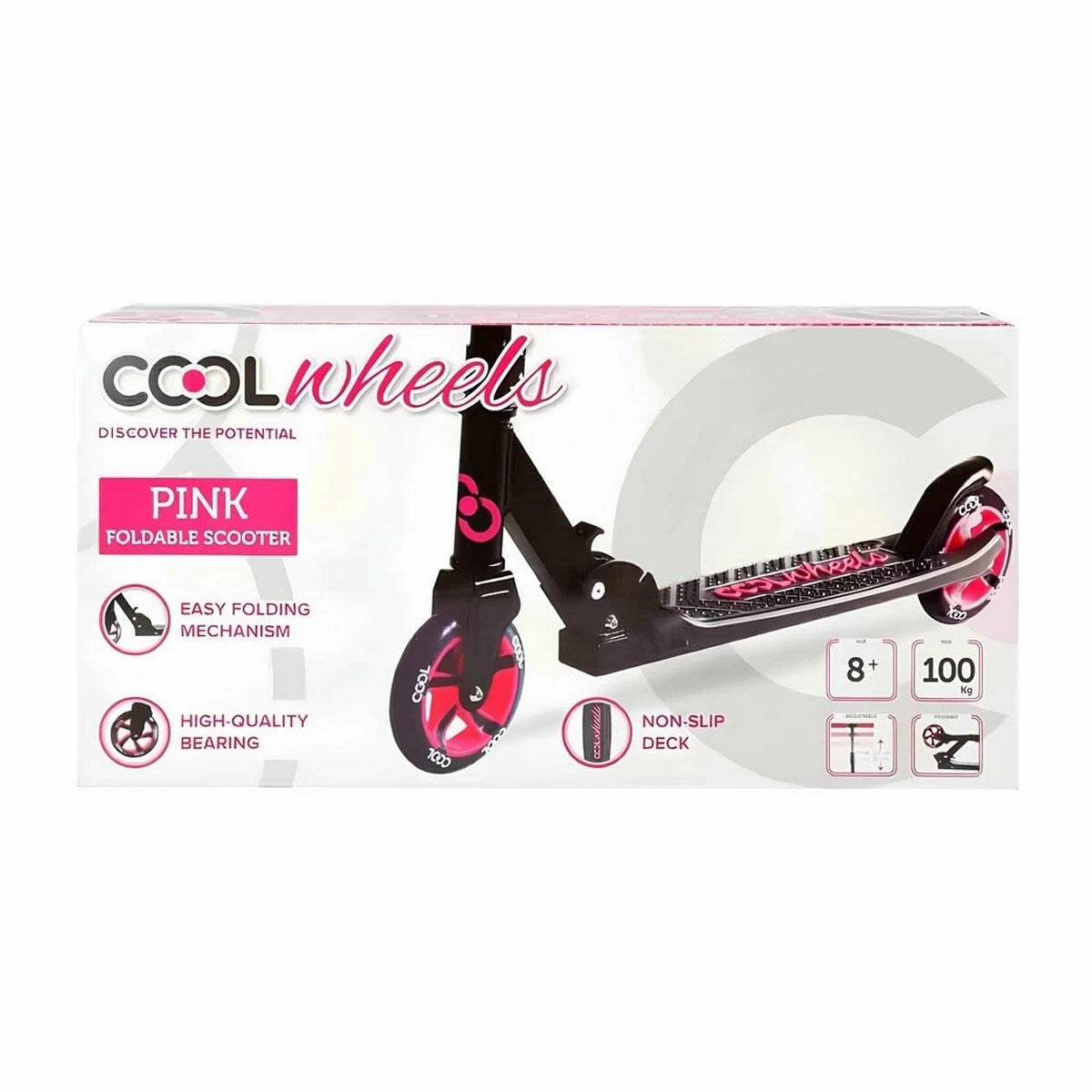 Cool Wheels 8+ Yaş 2 Tekerlekli Katlanabilir Scooter Pembe | 100 kg Taşıma Kapasiteli ve Ayarlanabilir Boy | Şehir İçi Yetişkin ve Çocuk Scooterı