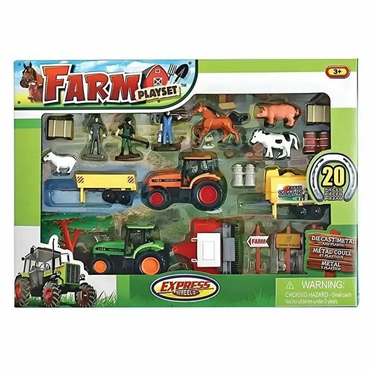 20 Parça Hayvanlı Çiftlik Oyun Seti | Eğitici Traktörlü Çiftlik Seti | İlk Adım Doğa Ve Hayvan Figürleri