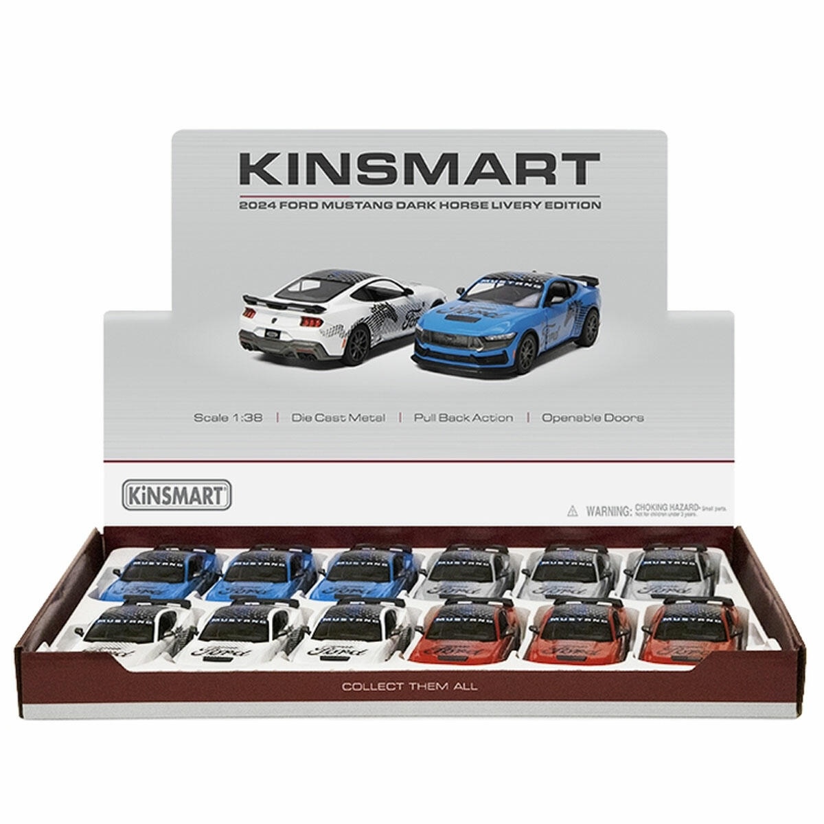 2024 Ford Mustang Dark Horse Çek Bırak Model Araba | Desenli Tasarım 13 cm | Açılır Kapılı Lisanslı Spor Araba