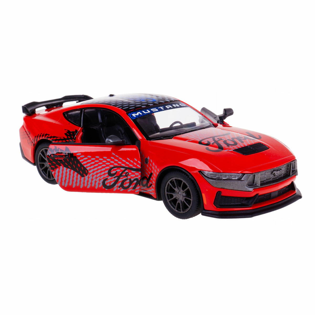 2024 Ford Mustang Dark Horse Çek Bırak Model Araba | Desenli Tasarım 13 cm | Açılır Kapılı Lisanslı Spor Araba