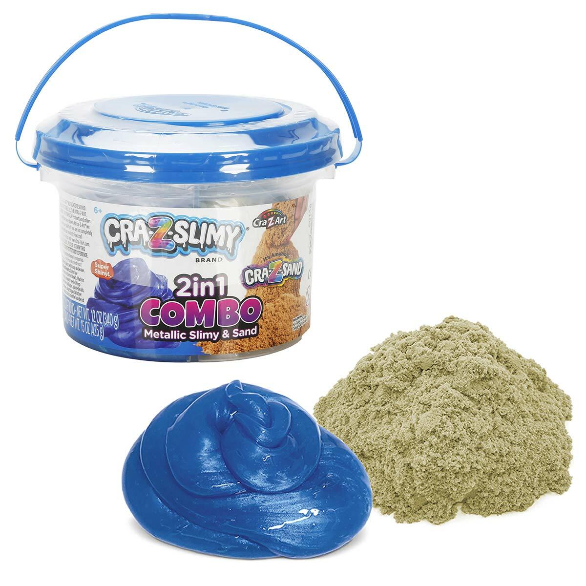 2in1 Cra-Z-Slimy Combo Metalik Slime ve Kum Kovası | Metalik Slime &amp; Oyun Kumu