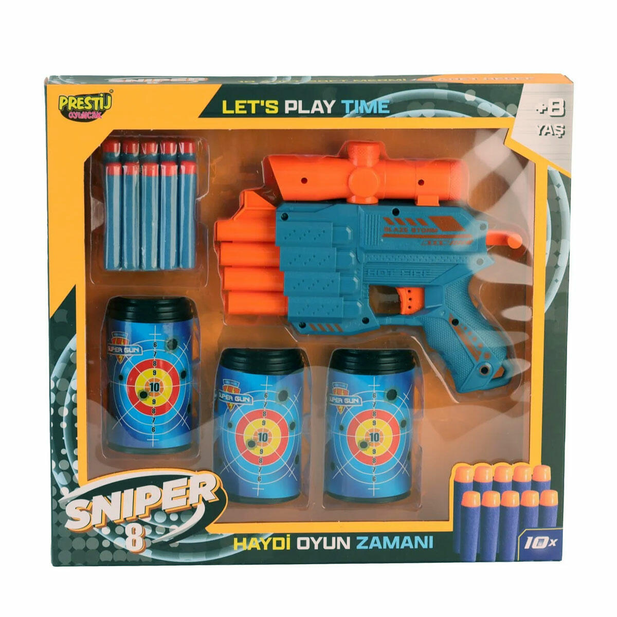 Kutulu 3 Hedefli Sniper 8 Dart Atıcı Seti | Yumuşak Mermili Oyuncak Silah | Çocuklar İçin Poligon Atış Seti