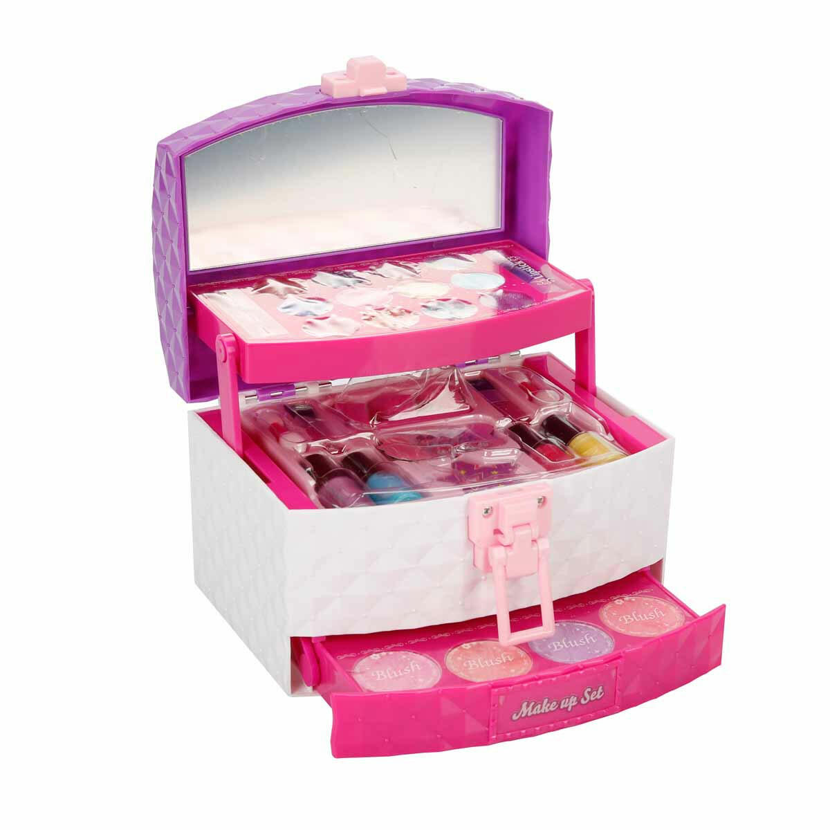 3 Katlı Çantalı Makyaj Seti | Toksik Madde İçermeyen, Aynalı ve Kilitlenebilir Taşınabilir Güzellik Çantası