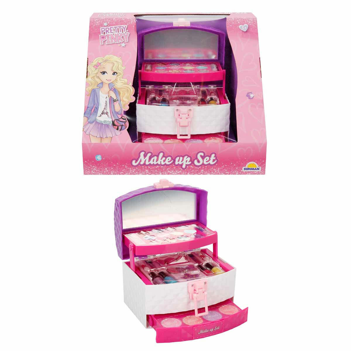 3 Katlı Çantalı Makyaj Seti | Toksik Madde İçermeyen, Aynalı ve Kilitlenebilir Taşınabilir Güzellik Çantası