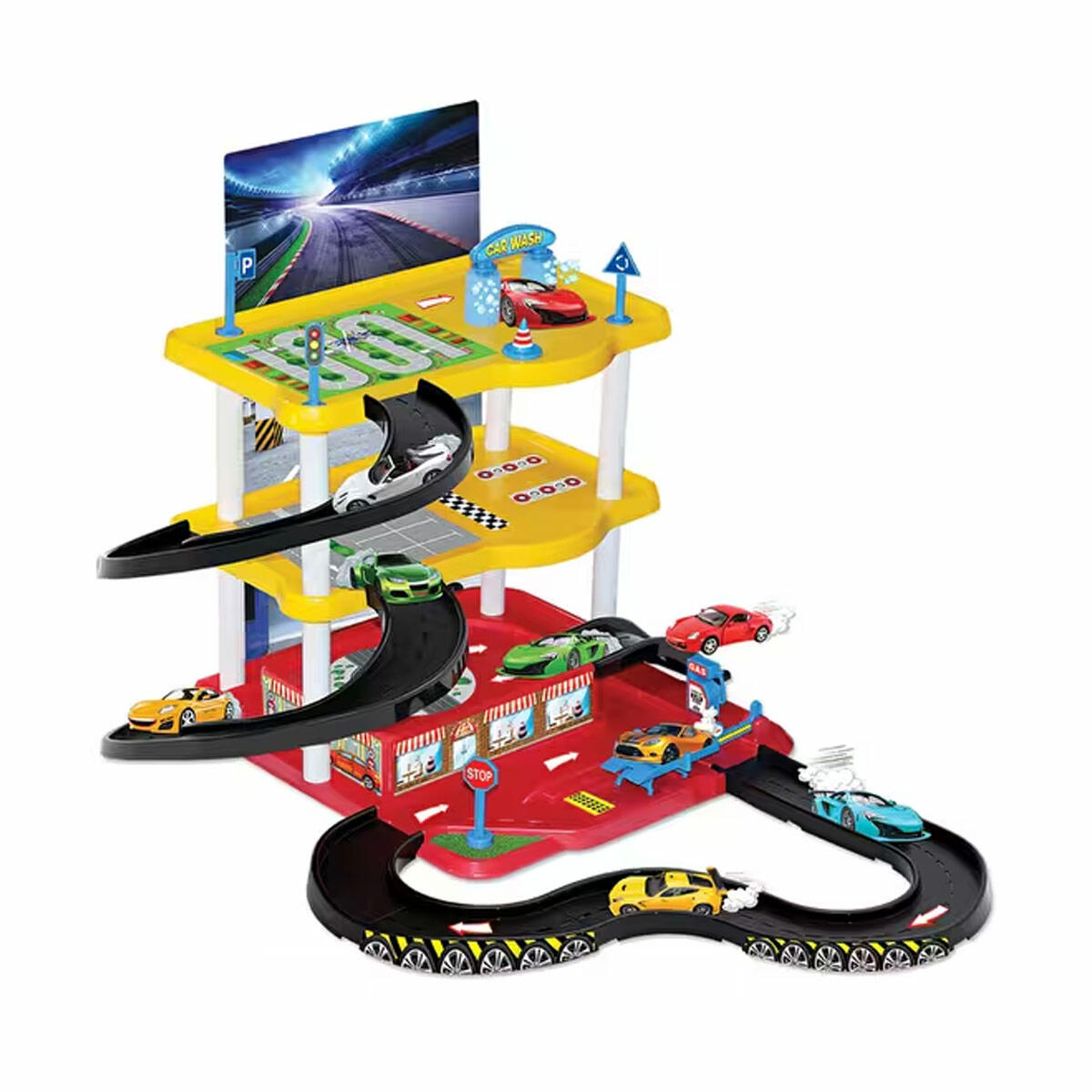 3 Katlı Garaj Oyun Seti | 2 Metal Arabalı ve Aksesuarlı Devasa Otopark Seti | Hareketli Parçalı Eğitici Set