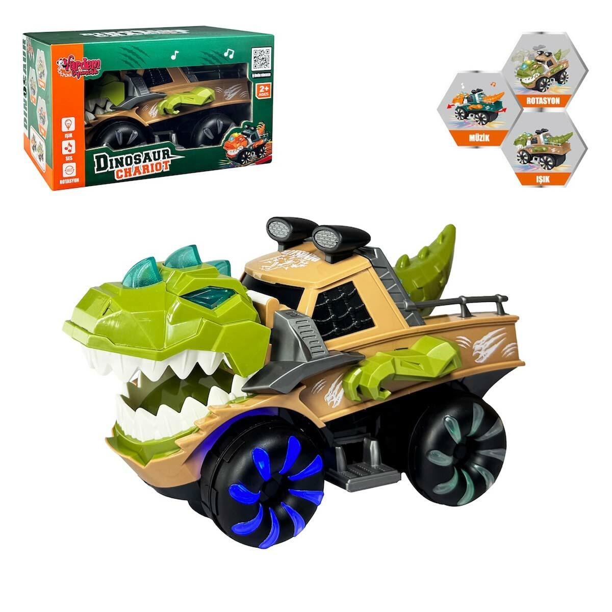 360 Derece Hareketli Dinozor Araba | Işıklı Ve Müzikli Pilli Oyuncak | Eğitici İlk Macera Arabası